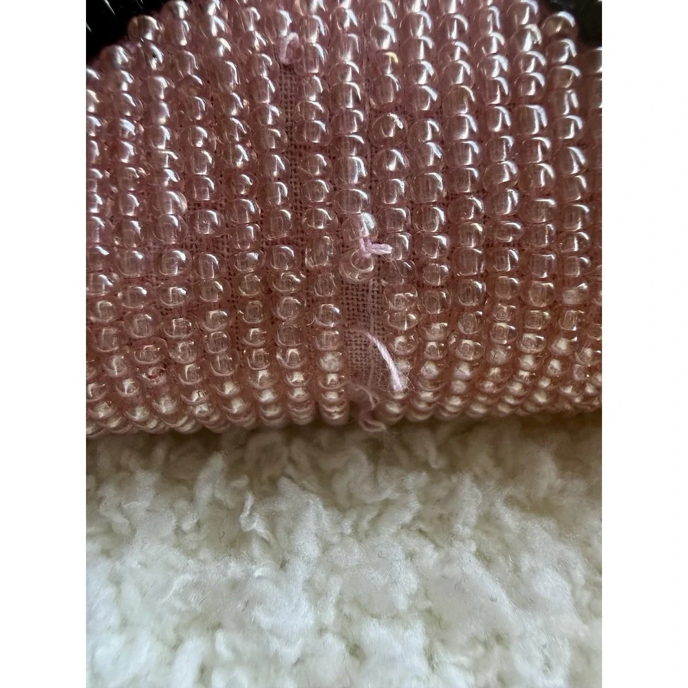 NWT Anthropologie The Fiona Beaded Bag: Icon Edition Pink Black Hearts